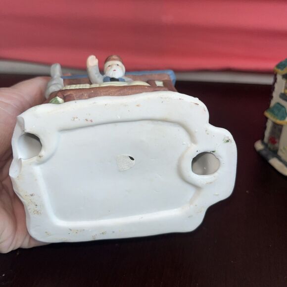 3 Piece Christmas Village Pieces 5/6 Inches Post Office Lighthouse Apple Vendor - Picture 12 of 13